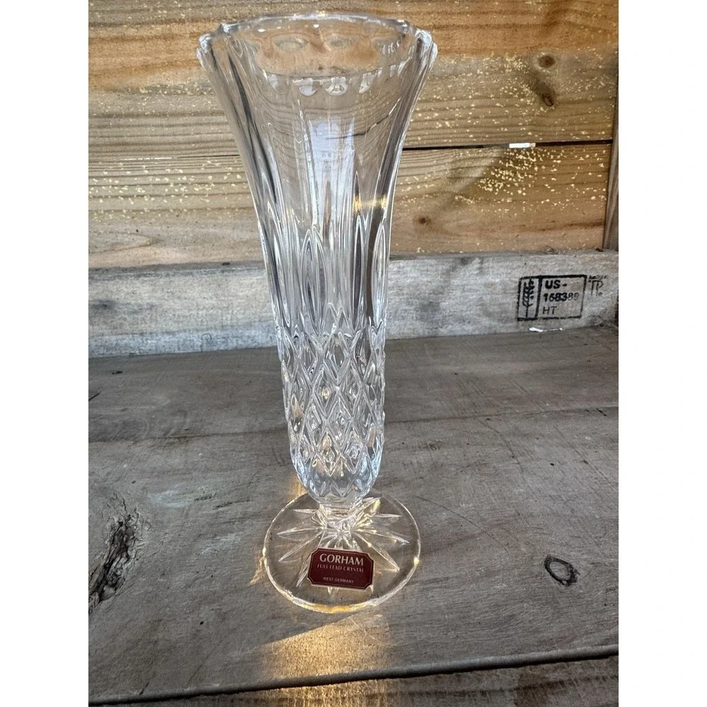 VTG Gorham Crystal‎ King Edward 8'' Bud Vase Made in West Germany
